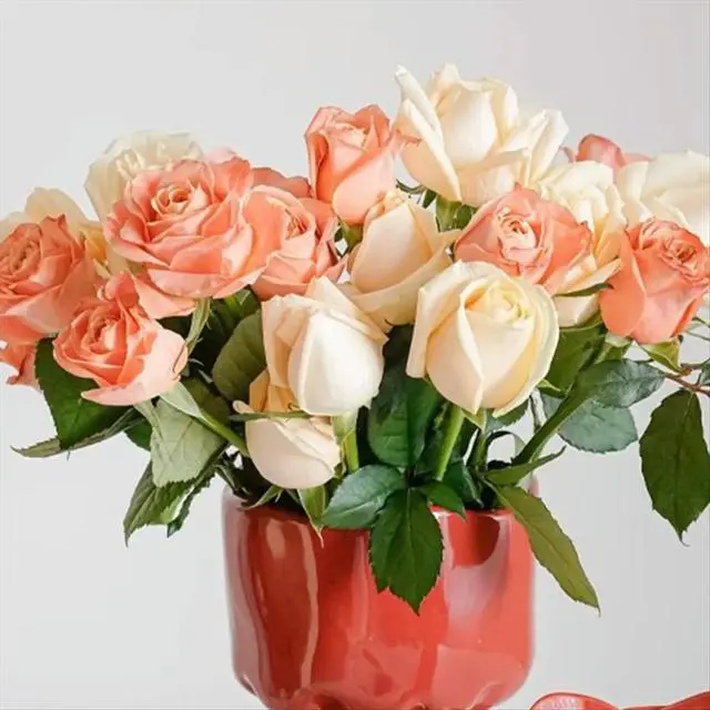 Alt view image 5 of 6 - Ceramic Vase Rose Flower Shaped Vase Desk Decorati Flowers Bouquet for Home Girding Decorative Floral Vases Room