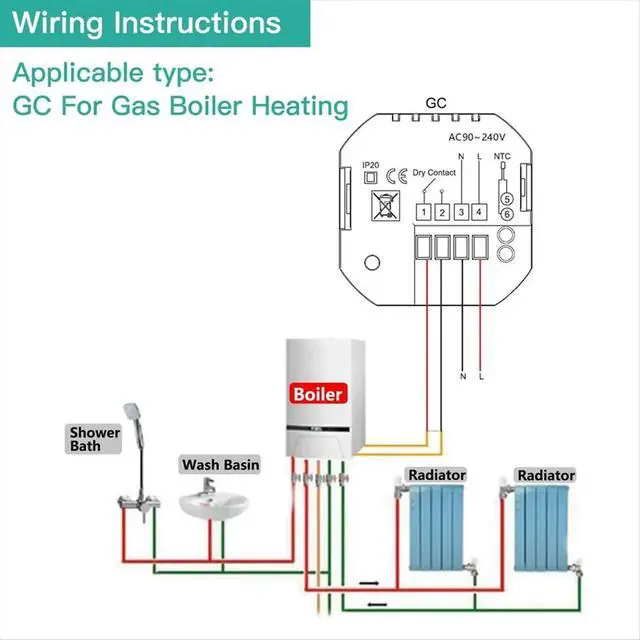 Alt view image 6 of 6 - Thermostat Temperature Controller for Google Home, Alexa, Tuya Water Floor Heating