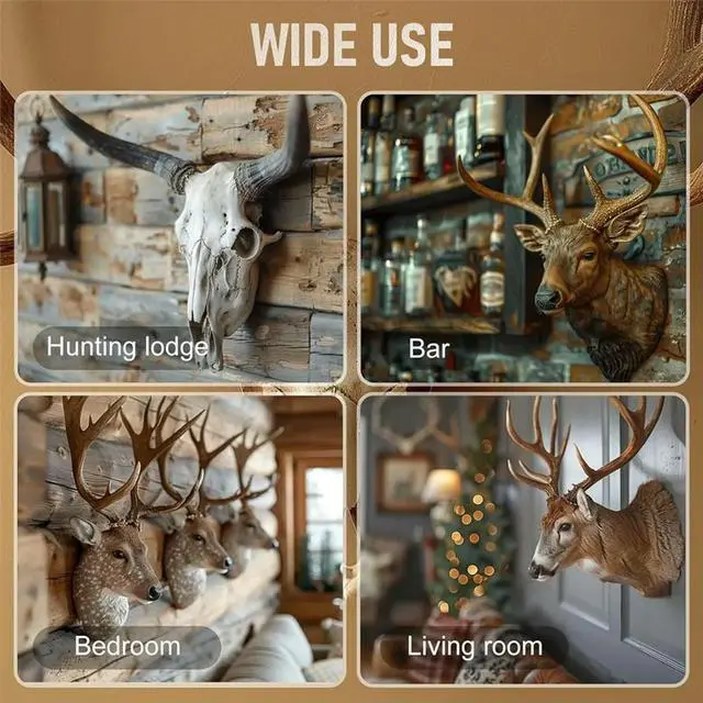 Alt view image 6 of 6 - 12 Packs Mount Skull Hanger, European Style Deer Head Bracket, Wall Mount for Antelope with Simple Easy Installation Kit