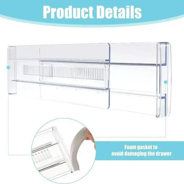 Alt view image 5 of 6 - 6 Pack Adjustable Plastic Drawer Dividers - Transparent Gear Partition for Organizing Underwear, Socks
