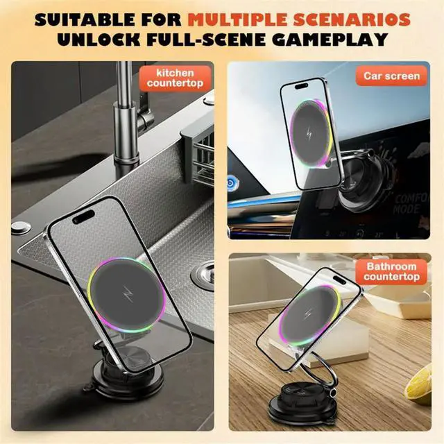 Alt view image 5 of 6 - Suction Magnetic Car Phone Holder, Magnetic Car Phone Holder Mount Foldable Adjustable Car Mount