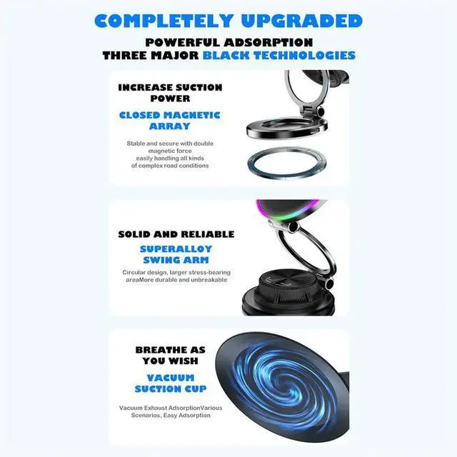 Alt view image 6 of 6 - Suction Magnetic Car Phone Holder, Magnetic Car Phone Holder Mount Foldable Adjustable Car Mount