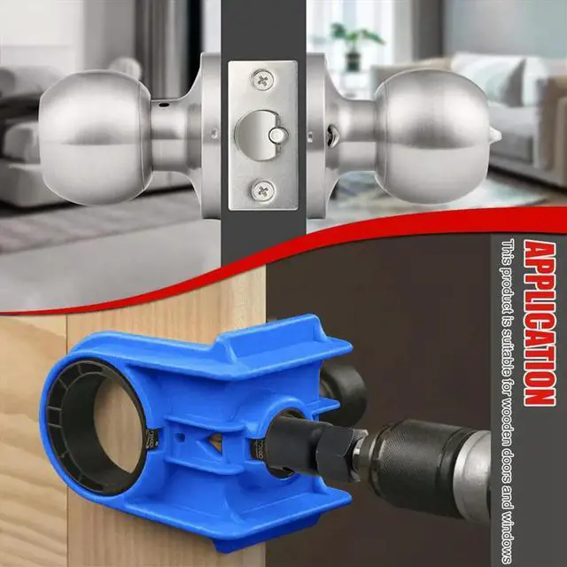 Alt view image 5 of 6 - Door Lock Installation Kit, Door Lock Jig, Only for Wood Doors, Hole Saw Kit for Easy Lockset Installation Orange