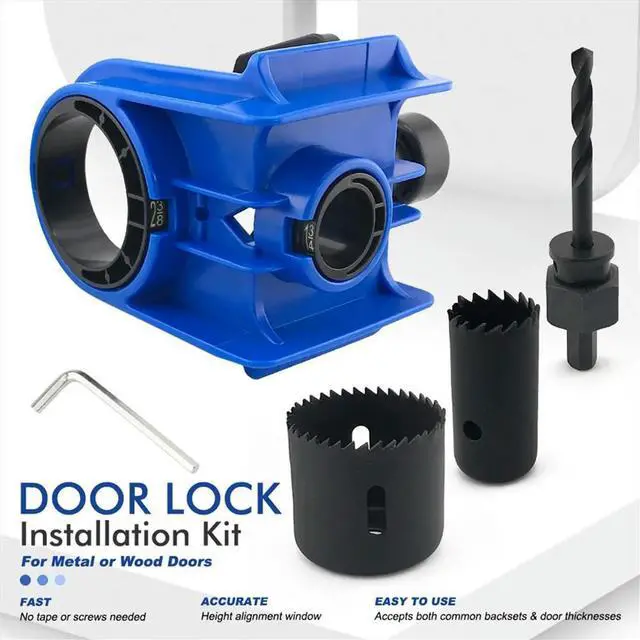 Alt view image 6 of 6 - Door Lock Installation Kit, Door Lock Jig, Only for Wood Doors, Hole Saw Kit for Easy Lockset Installation Orange
