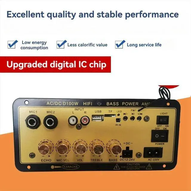 Alt view image 6 of 6 - D100W Bluetooth Amplifier Board with Optical Audio Input Hifi Karaoke Amplifier Home/Car Amplifier Board US Plug