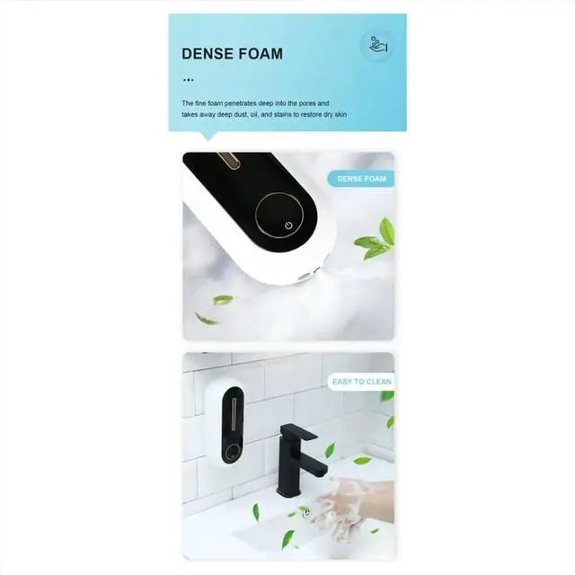 Alt view image 6 of 6 - Auto Touchless Foaming Soap Dispenser, No Drill Wall-Mounted, 3 Modes 450ml, Temp Display, for Kitchen and Bathroom