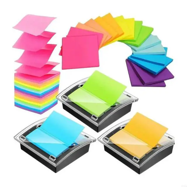 Alt view image 4 of 6 - 2025 Useful Spring Loaded Adhesive Paper Dispenser 3 Set Provides 24 Colorful Writing Sheets