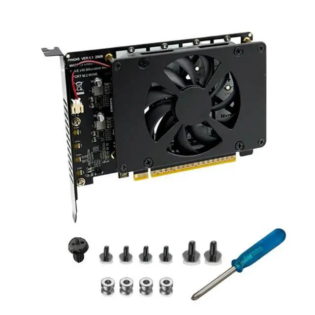 Alt view image 6 of 6 - M.2 to PCI-E 4-Disk NVME Expansion Card PCIE X16 NVME M.2 M Key SSD RAID Adapter Card Support 2230 2242 2260 2280