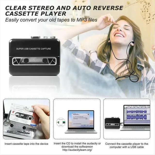 Alt view image 4 of 6 - Upgrade USB Cassette Tape to PC Super USB Cassette-to-MP3 Capture Audio Music Player CD Converter