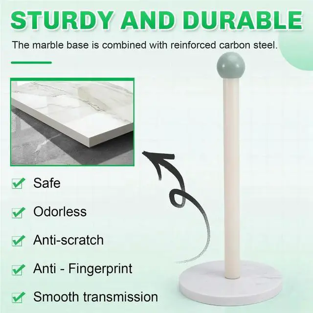 Alt view image 5 of 6 - Marble Paper Towel Holder Countertop with Heavy Duty Base, Non-Slip Kitchen & Bathroom Organizer