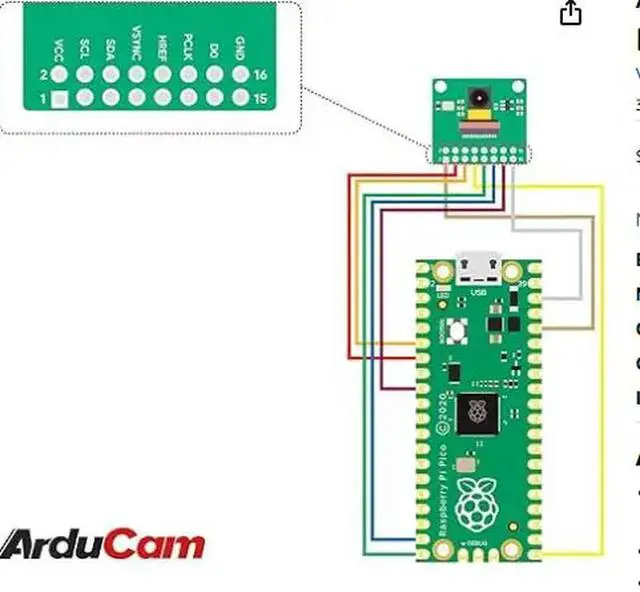 Alt view image 2 of 2 - B0315 Arducam for Raspberry Pi Pico Camera, HM01B0 Monochrome QVGA Camera Module