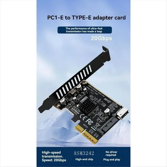 Alt view image 6 of 6 - PCI-E to TYPE-E Expansion Card PCIE X4 to TYPE-E USB 3.2 20Gbps Expansion Card for Type C Front Panel Mount Adapter