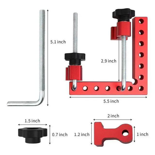 Alt view image 4 of 6 - 90Degree Positioning Squares,Right Angle Clamps 5.5inch X 5.5inch Aluminum Alloy for Woodworking Picture Frames,Cabinets