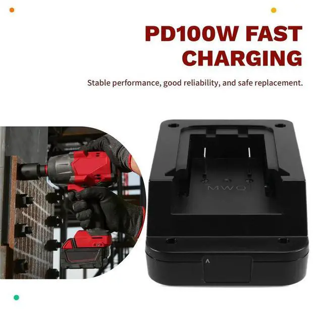 Alt view image 5 of 6 - For Milwaukee 18V-21V to V-Type Solar Panel Converter PD100W Fast Charging High-Efficiency Lighting