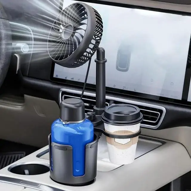 Alt view image 4 of 6 - 3 Speed USB Car Fan For Cup Holder Adjustable Height 360 Rotation For Hot Weather Driving