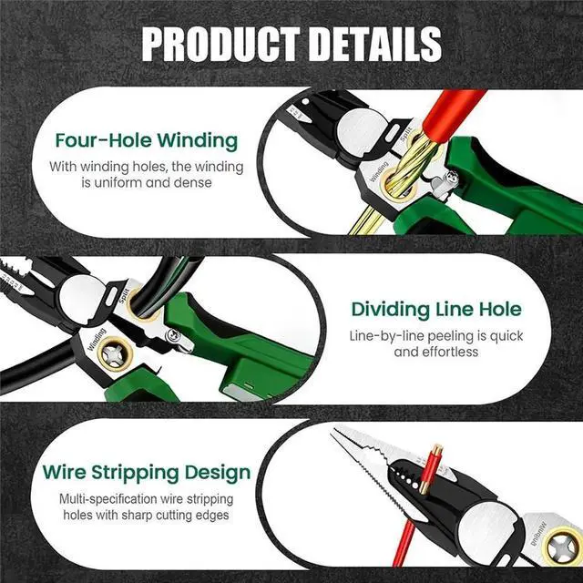 Alt view image 6 of 6 - Wire Stripper with Voltage Tester,Multifunctional Wire Stripper Pliers, Electrical Pliers for Cutting Pulling 2 Packs