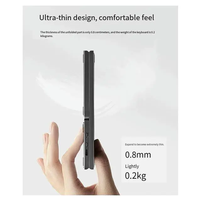 Alt view image 6 of 6 - Tri-Fold Bluetooth Keyboard Touchpad Ultra-Thin Keyboard for Phone Tablet Laptop Travel Keyboard A