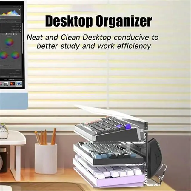 Alt view image 5 of 6 - Multifunctional Desktop Acrylic Tablet Holder for Computer Keyboard and Mouse Stand