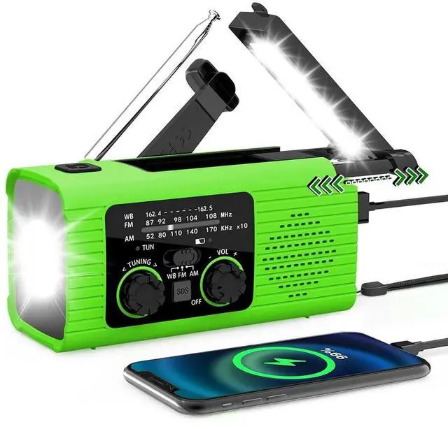 Alt view image 6 of 6 - Emergency Radio Solar Hand Crank Radio 4000mah Multifunction AM/FM/NOAA Weather Radio Headphone Jack for Camping