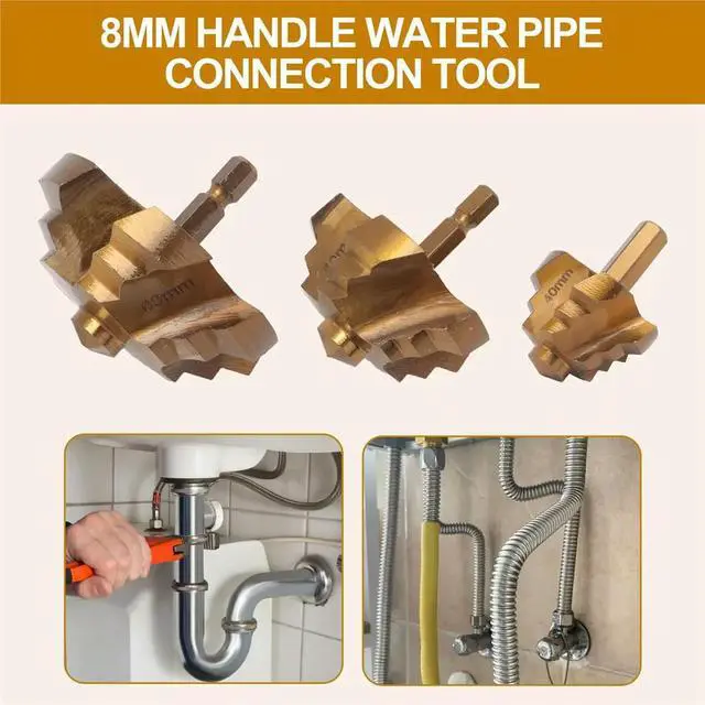 Alt view image 4 of 6 - 3pcs 8mm Shank PPR Lifting,Stepped Drill Bit,Connection Tool 40/50/63mm, for Repair