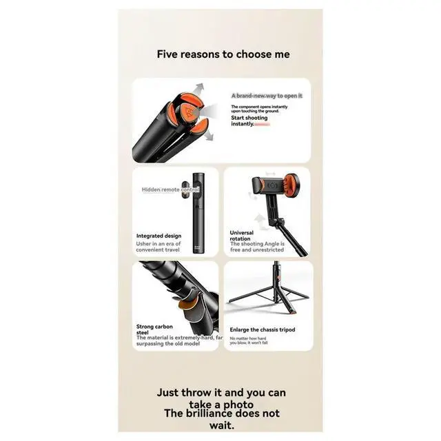 Alt view image 5 of 6 - Automatic Phone Tripod Extendable Selfie Stick Cell Phone Stand Mount Holder with Remote Control Selfie Stick