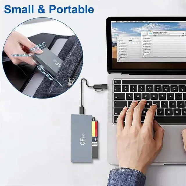 Alt view image 6 of 6 - 6 in 1 CFast Card Reader Read Simultaneously USB C CFast 2.0 Card Reader USB Card Reader for CFast/CF/MS/SD/TF/XD Card