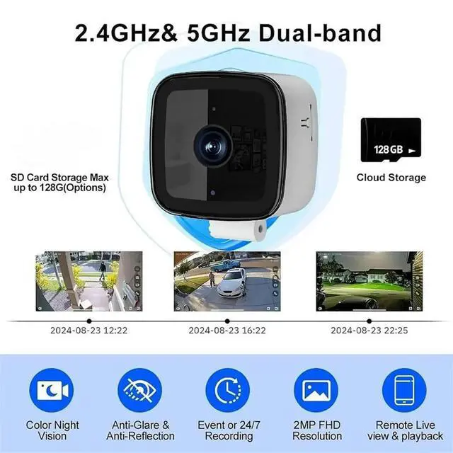 Alt view image 5 of 6 - Window Camera, Safe View Camera with Night Detection, Cameras for Protect Your Home 64 GB Memory Card,2.4G EU Plug