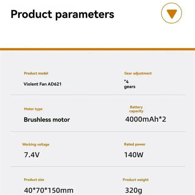 Alt view image 4 of 6 - Mini Turbo Fan 130000 RPM High-Speed Violent Turbo Fan Blower Brushless Motor for Home Outdoor Use