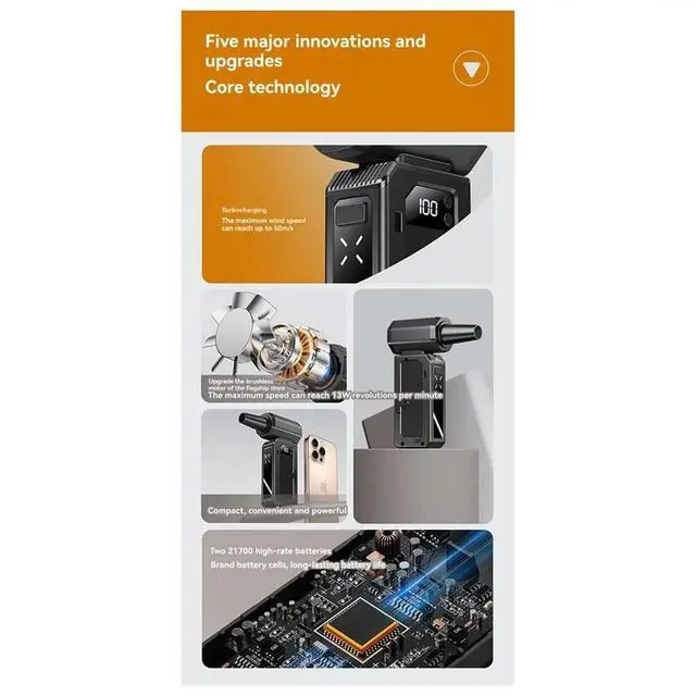 Alt view image 5 of 6 - Mini Turbo Fan 130000 RPM High-Speed Violent Turbo Fan Blower Brushless Motor for Home Outdoor Use