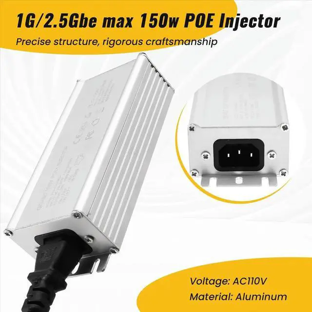 Alt view image 5 of 6 - For Starlink GEN2/GEN3 150W 2.5Gbe AC Power Supply POE Injector 110Vdc Input 48-57V Output US Plug