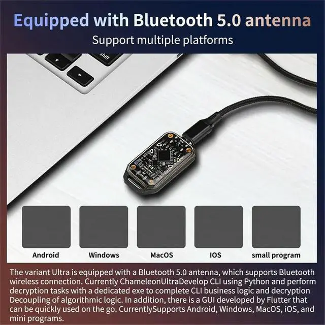 Alt view image 6 of 6 - Chameleon Ultra 3rd Generation Access Card NFC Reader/Writer, Chameleon Detective Card Copier 125Khz 13.56Mhz