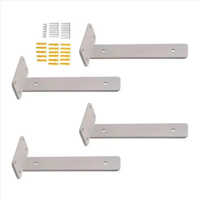 Alt view image 6 of 6 - 4Pack Floating Shelf Bracket 8 Inch, Industrial Heavy Duty Shelf Brackets L Brackets Hidden l Shelf Bracket