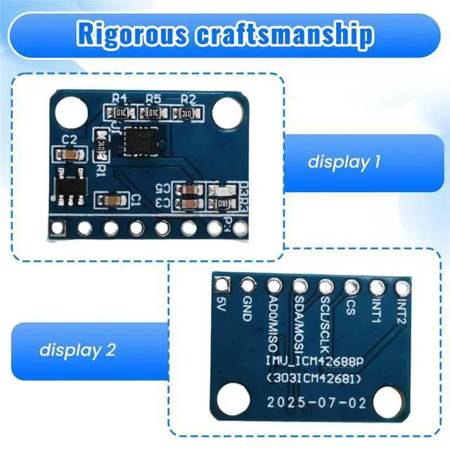 Alt view image 4 of 6 - ICM42688 Six-Axis Attitude Sensor Module,Supports IIC and SPI Drivers,Easy to Install and Fast Serial Port Return Rate