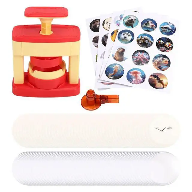 Alt view image 6 of 6 - Badge Maker for Kids, DIY Pin Button Badge Maker Machine, Badge Punch Kit with 48 Patterns Badges