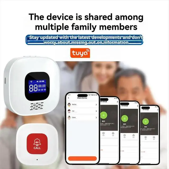 Alt view image 5 of 6 - Tuya Elderly Caregiver Pager SOS Call Button Emergency SOS Alert System for Seniors Patients Elderly Home