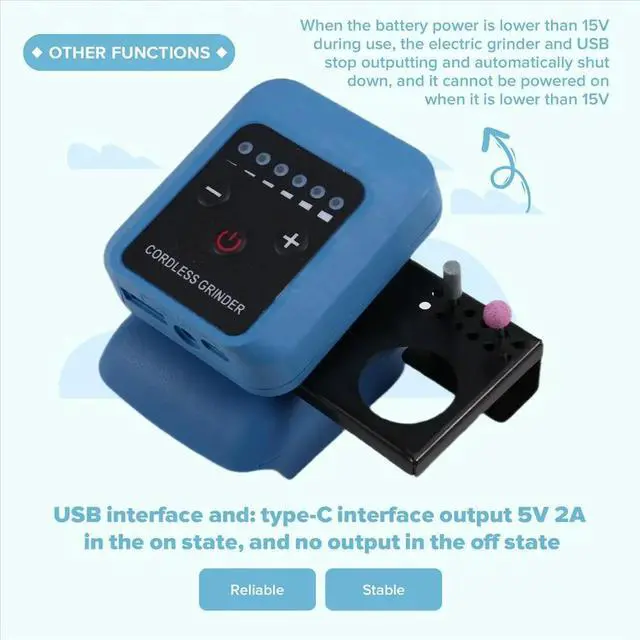 Alt view image 5 of 6 - 18-21v Lithium Small Electric Grinder 6 Speed Adjustment for Makita Interface Small Electric Drill
