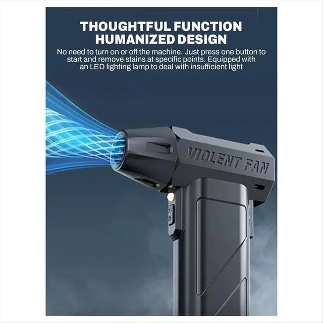 Alt view image 4 of 6 - 990000RPM Mini Turbo Jet Fan Air Blower 10000mAh 60m/S Wind Brushless Duster Leaf Removal Dryer Keyboard Cleaning Tool