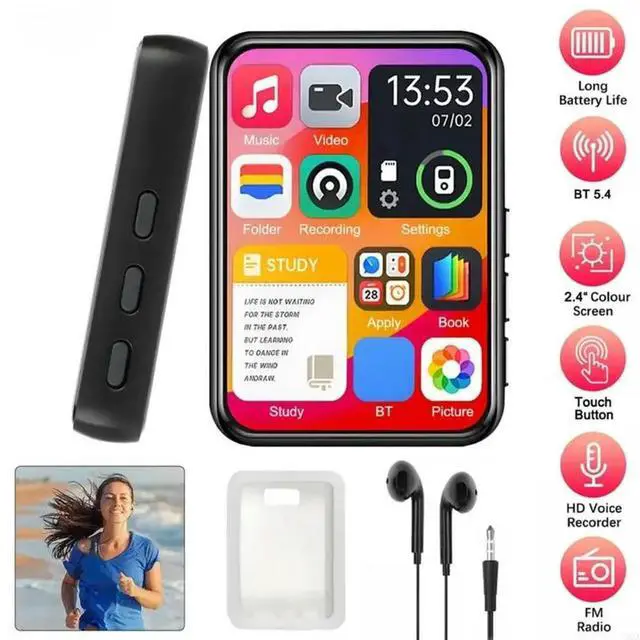 Alt view image 6 of 6 - 2025 MP3 Player Bluetooth-Compatible 5.4 HiFi Music Player Speaker 2.4Inch Touchable Screen Player with E-Book Video