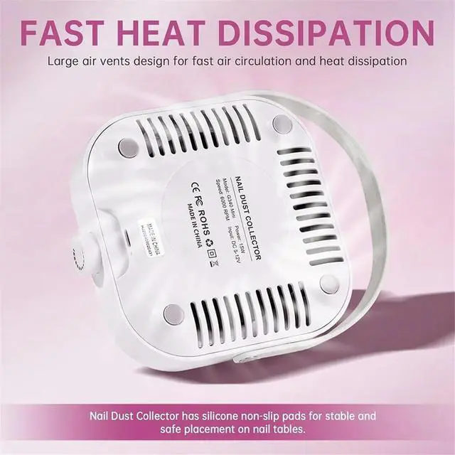 Alt view image 4 of 6 - Nail Powder Collector Mini C Type Dust Collector Fan Powerful Vacuum Cleaner Manicure Pedicure Tool