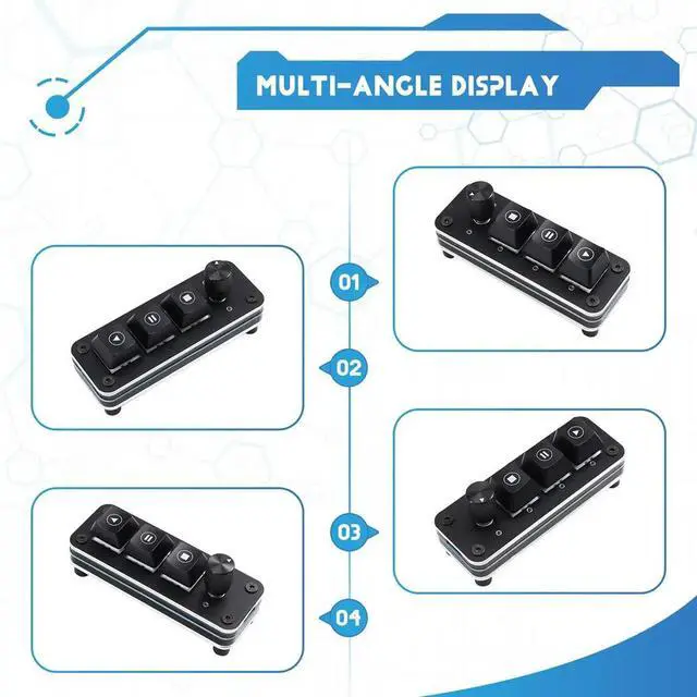 Alt view image 4 of 6 - Media Controller QKeyboard Professional Performance 3-Key Knob Drive Free Music Player Controller USB Type-C