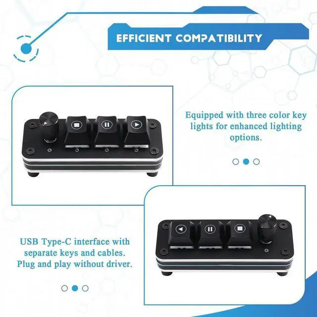 Alt view image 5 of 6 - Media Controller QKeyboard Professional Performance 3-Key Knob Drive Free Music Player Controller USB Type-C