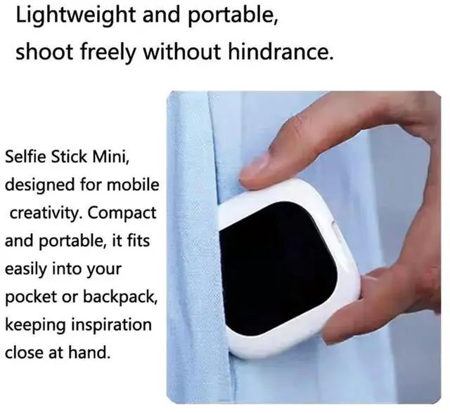 Alt view image 4 of 6 - Phone Mini Selfie Monitor Screen Magnetic Mount Phone Rear Camera Selfie BT Connection for Selfie Live White