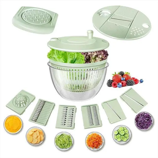 Alt view image 5 of 6 - Salad Spinner Large, Vegetables Fruits Wash Bowl,Lettuce Spinner Pasta and Fries Dryer with 5 Blades,Kitchen Colander