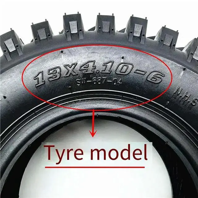 Alt view image 4 of 5 - 2Pcs 13X4.10-6 Tubeless Off-Road Tires Thickened Treads For Snowplows, ATV , Lawnmowers, And Sightseeing Vehicles 150Mm