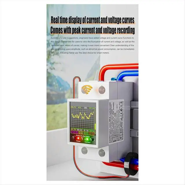 Alt view image 6 of 6 - Tuya Din Rail Energy Meter Leakage Cutoff Real-Time KWh Voltage Current Monitoring Mutual Inductance Coil