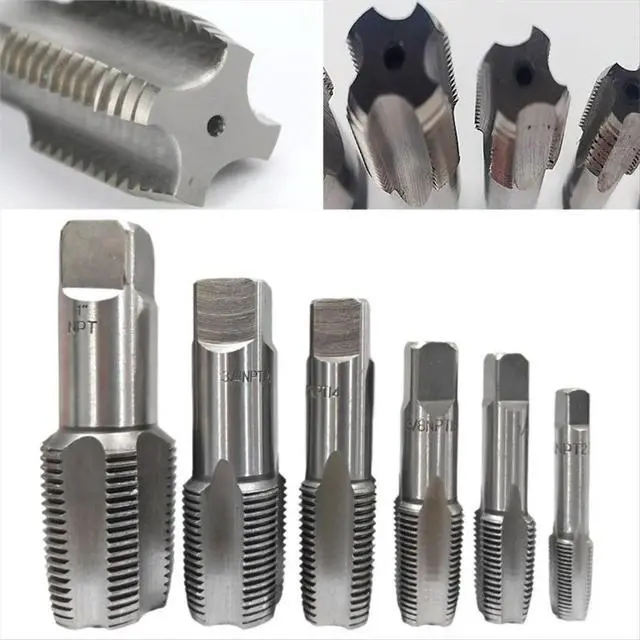 Alt view image 5 of 6 - 6 Pcs NPT Pipe Tap Set Threading Plumbing NPT Tap Set with Case Thread Tapping Tool Kit
