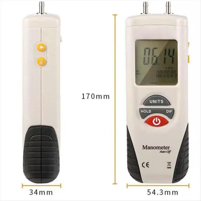 Alt view image 4 of 6 - HT-1890 Gas Pressure Gauge Manometer Digital Manometer Data Hold Dual Port Air Pressure Gauge HVAC Gas Teste Meter