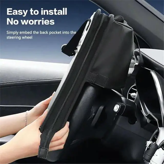 Alt view image 6 of 6 - Multifunctional Car Steering Wheel Dining Table - PU Leather Seat Back Stand with Notebook Stand , Car Accessories