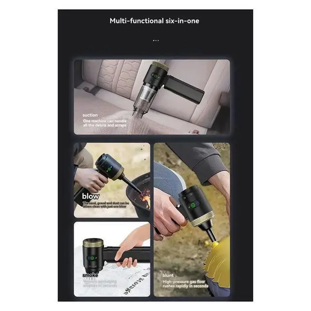 Alt view image 5 of 6 - Car Vacuum Cleaner Handheld Brushless Vacuum Car Dust Remover Dual-Function Suction/Blowing Pet Hair Remover