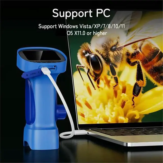 Alt view image 6 of 6 - Digital Microscope for Kids Mini Microscope Camera with 2.4" IPS Screen 1000x Zoom Children Microscope